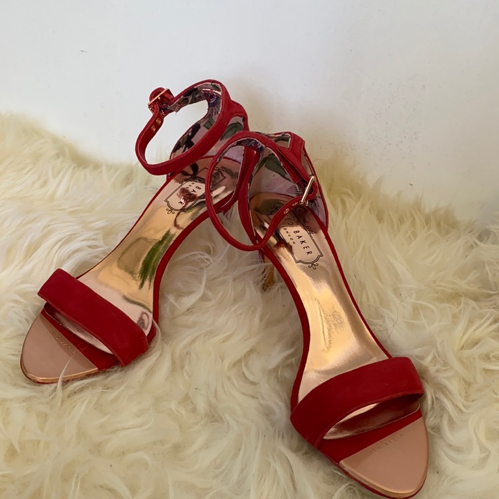 Red micro suede stilettos